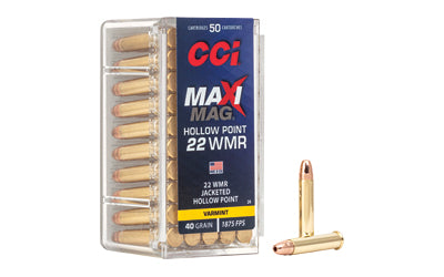 CCI Maxi-Mag 22WMR 40Gr JHP 50ct