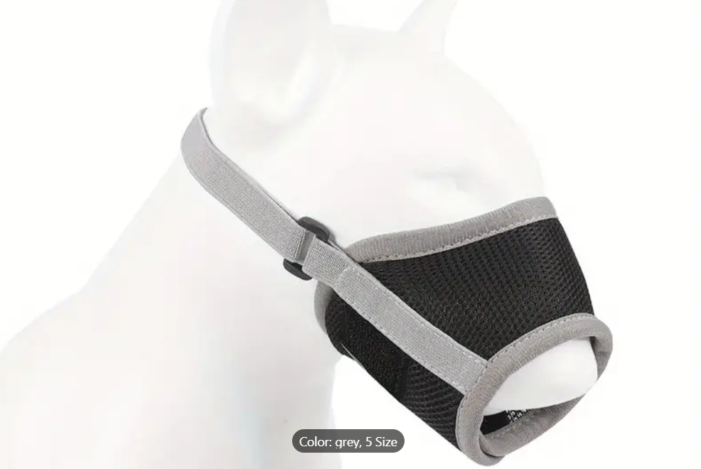 Soft Mesh Dog Muzzle, Gray/Black