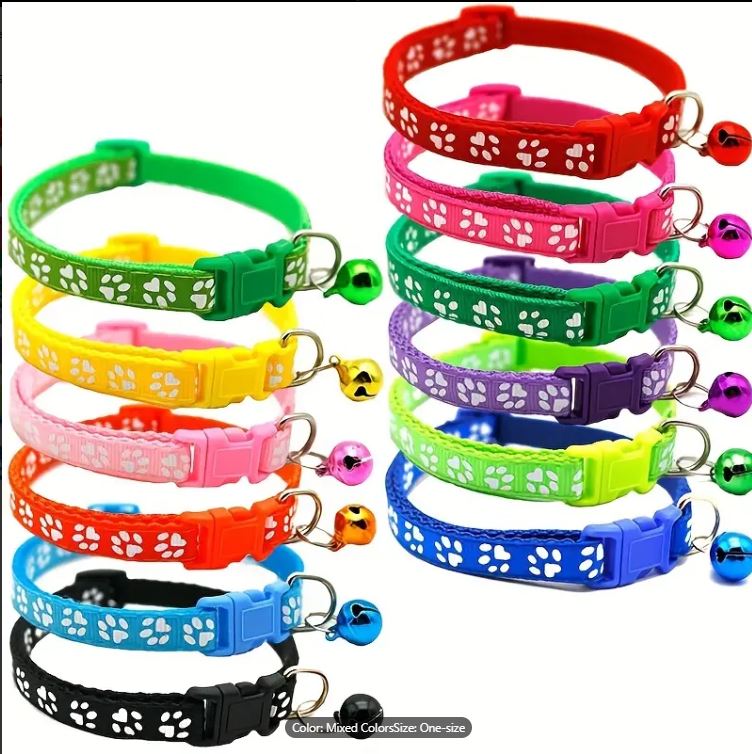 Paw Print Puppy/Cat Collar With Bell