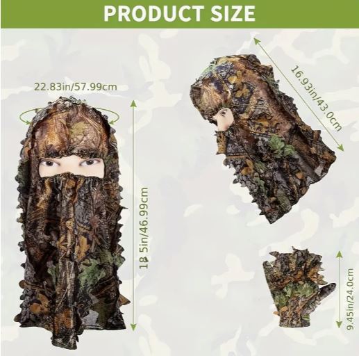 Ghillie Suit Poncho Hunter Camouflage - 6 piece