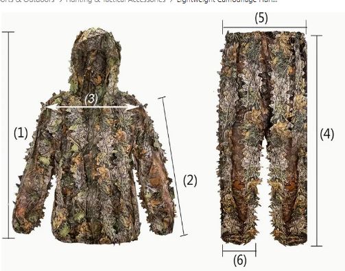 Ghillie Suit Poncho Hunter Camouflage - 6 piece