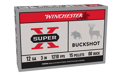 Winchester Ammunition, Super-X, 12 Gauge, 3", 00 Buck, 15 Pellets,5 Round Box