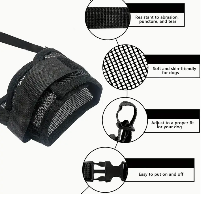 Breathable Nylon Dog Muzzle, Black