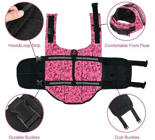Dog Life Jacket with Reflective Strips